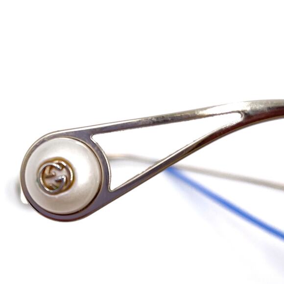 Gucci Round Sunglasses Round Pearl Tip Gold Metal Frame GG0253S - Picture 8 of 15